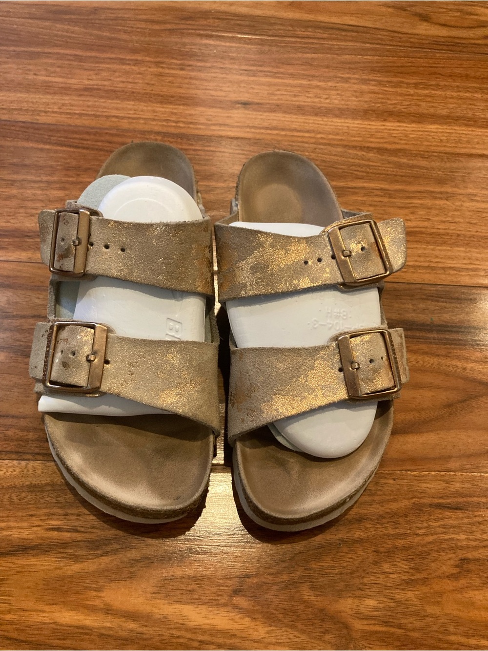 ✿ Birkenstock Arizona Metallic Taupe Suede Sandals EU 37 US 6.5 Women